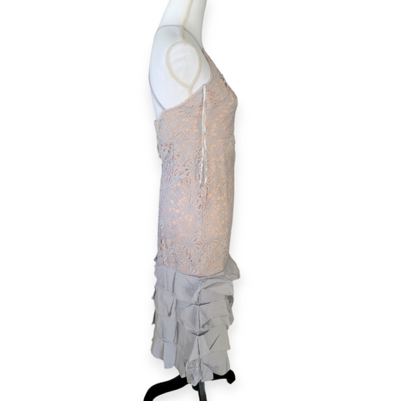 Anthropologie Endless Rose Lace Overlay/Ruffle Bottom Midi Dress - Picture 4 of 14